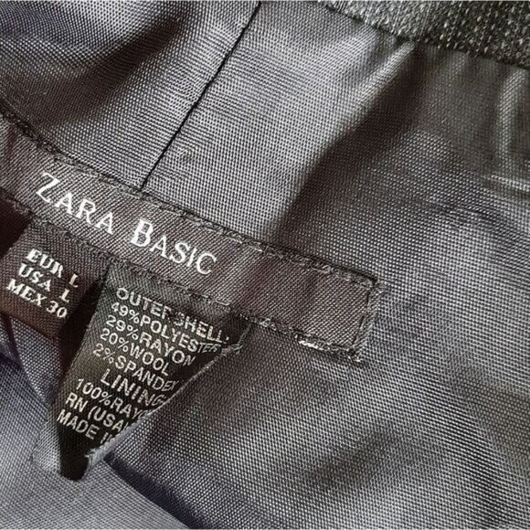 ZARA Belted Button Down Blazer Jacket Dark Gray Sz L - Picture 14 of 15